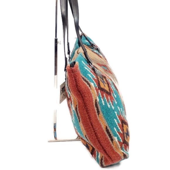 Artisan Multicolor Handwoven Wool Blend Modern Southwest Zapotec Print Purse - Picture 5 of 10